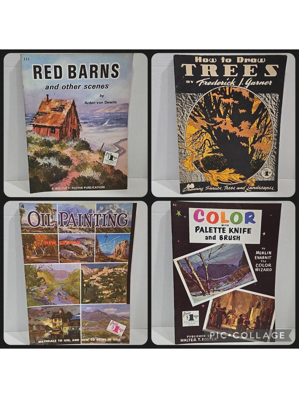 Lot of 4 Walter Foster Art Books Red Barns & Trees, Oil Painting, Color